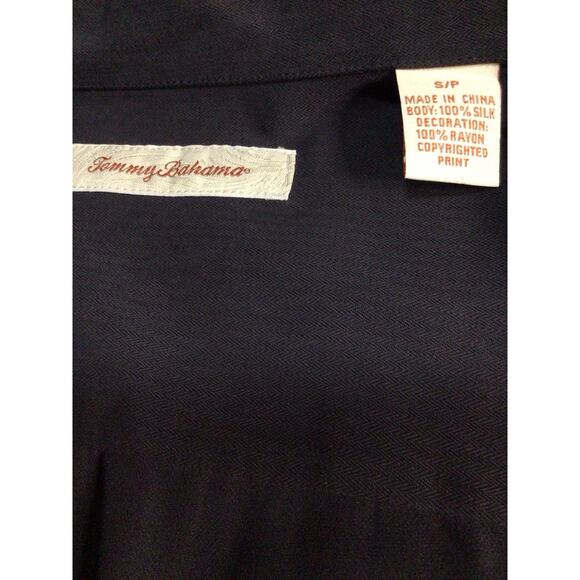 Tommy Bahama Shirt Mens Small Black Silk Caribbean Stud Poker Cards Pin Up Girls - Picture 7 of 12
